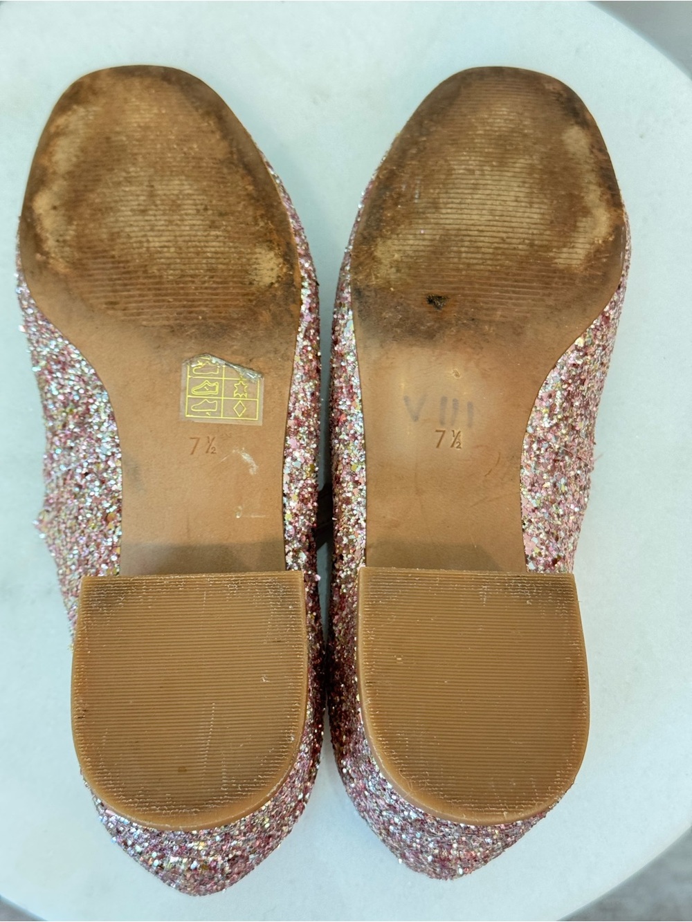 Madewell Pink Glitter Mary Jane Flats Sz 7.5 - Picture 10 of 13